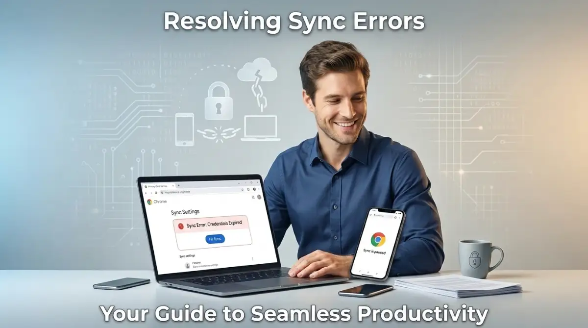 A person successfully resolving a sync error between their mobile and desktop productivity tools.