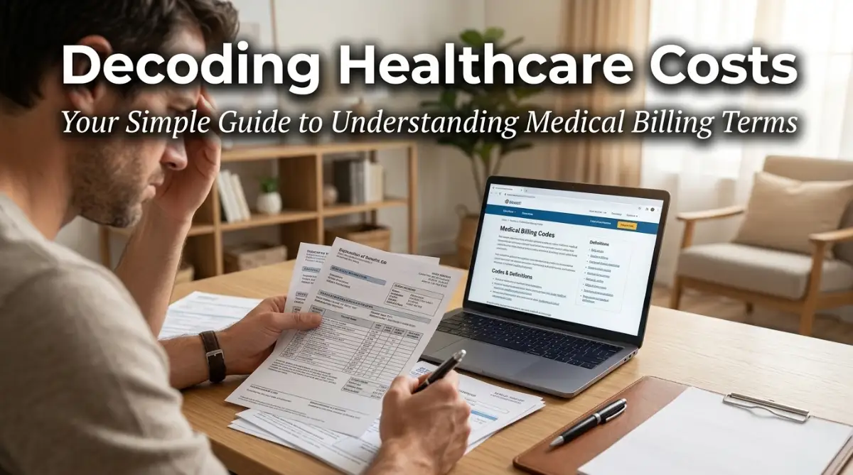 A person analyzing medical bills, highlighting the need for simple guides to healthcare costs.